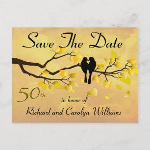 Carte Postale Faire-part 50e anniversaire des Lovebirds, sauver la date