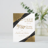 Carte Postale Faire-part 50e anniversaire d'or - Enregistrer la date (Debout devant)