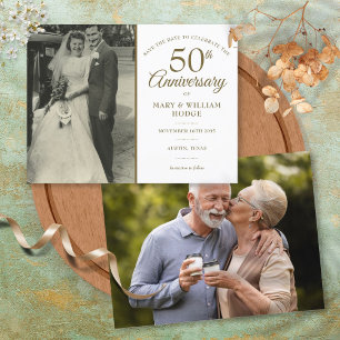 Carte Postale Faire-part 50e anniversaire du Mariage 2 Photo Enregistrer la