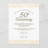 Carte Postale Faire-part 50e Anniversaire Golden Hearts Changez la Date (Devant)