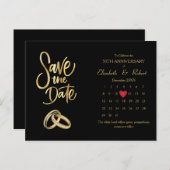 Carte Postale Faire-part 50e anniversaire Luxe Calendrier des dates (Devant / Derrière)