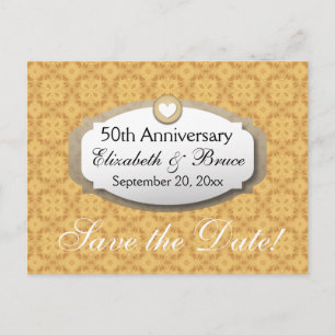 Carte Postale Faire-part 50e Anniversaire Mariage Gold Z05