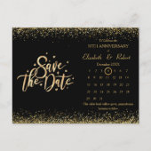 Carte Postale Faire-part 50e anniversaire Noir et Parties scintillant Calen (Devant)