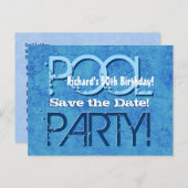 Carte Postale Faire-part 50e anniversaire Pool Party Enregistrer la date V0 (Devant / Derrière)