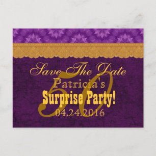 Carte Postale Faire-part 50e anniversaire SURPRISE Enregistrer la date Purp