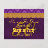 Carte Postale Faire-part 50e anniversaire SURPRISE Enregistrer la date Purp (Devant)