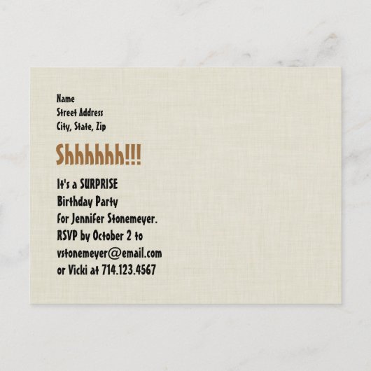 Carte Postale Faire-part 50e anniversaire surprise Enregistrer la date W01  (Dos)