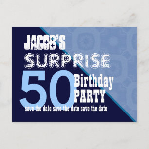Carte Postale Faire-part 50e Anniversaire Surprise Enregistrez la Date W001