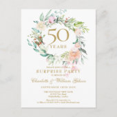 Carte Postale Faire-part 50e anniversaire Surprise Party Roses Garland (Devant)