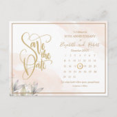 Carte Postale Faire-part 50e anniversaire vert feuille Économisez la date (Devant)