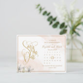 Carte Postale Faire-part 50e anniversaire vert feuille Économisez la date (Debout devant)