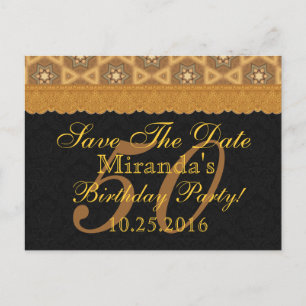 Carte Postale Faire-part 50e Enregistrer la date Anniversaire Gold Black La