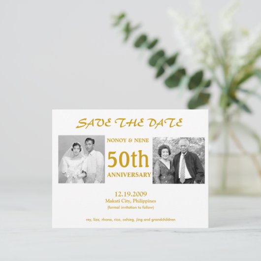 CARTE POSTALE FAIRE-PART 50ÈME ÉVÉNEMENT À NE PAS MANQUER (Debout devant)