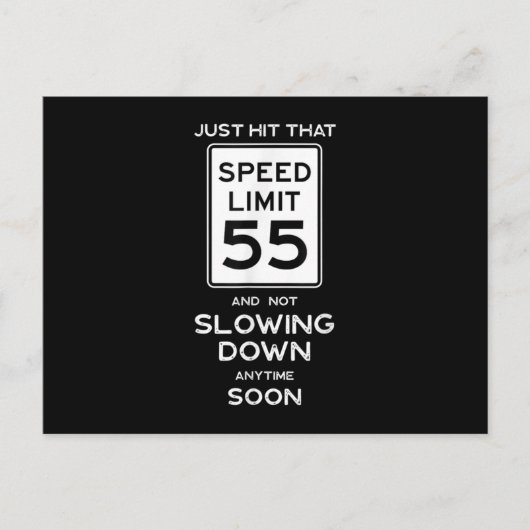 Carte Postale Faire-part 55e anniversaire Limite de vitesse Signal Auto Méc (Devant)