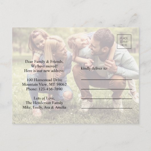 Carte Postale Faire-part 5 Photo Nouvelle Maison Image Changement d'Adresse (Dos)