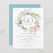 Carte Postale Faire-part 60e anniversaire Changer la date Floral Rose (Devant / Derrière)