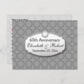 Carte Postale Faire-part 60e anniversaire de mariage Anniversaire de diaman (Devant / Derrière)