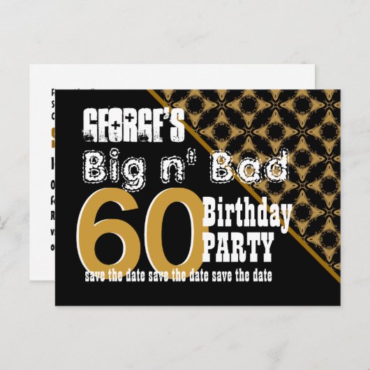 Carte Postale Faire-part 60e anniversaire Enregistrer la date Motif Diagona (Devant / Derrière)