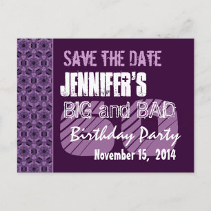 Carte Postale Faire-part 60e anniversaire fête violet Motif géométrique