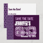 Carte Postale Faire-part 60e anniversaire fête violet Motif géométrique (Devant / Derrière)