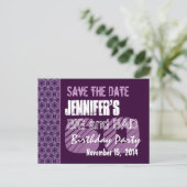 Carte Postale Faire-part 60e anniversaire fête violet Motif géométrique (Debout devant)