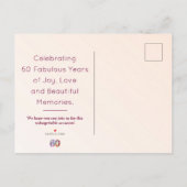 Carte Postale Faire-part 60e anniversaire floral moderne 60 ans fête (Dos)