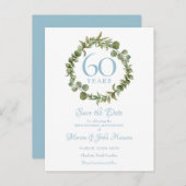 Carte Postale Faire-part 60e anniversaire Sauvez la date Greenery Garland (Devant / Derrière)