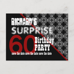 Carte Postale Faire-part 60e Anniversaire Surprise Enregistrez la date diag