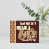 Carte Postale Faire-part 60e anniversaire surprise Sauvegarder la date Or (Debout devant)