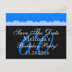 Carte Postale Faire-part 60e Enregistrer la date Anniversaire Blue Lace Che