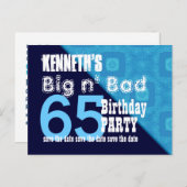 Carte Postale Faire-part 65e Anniversaire Enregistrer la Date Bleu Diagonal (Devant / Derrière)