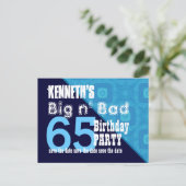 Carte Postale Faire-part 65e Anniversaire Enregistrer la Date Bleu Diagonal (Debout devant)