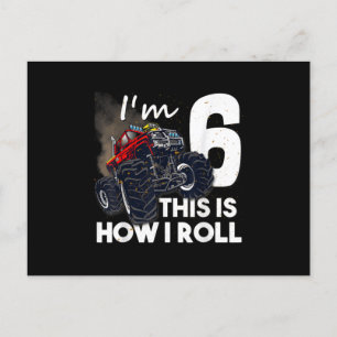 Carte Postale Faire-part 6e anniversaire T Boy Monster Camion 6 ans Cadeau