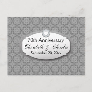 Carte Postale Faire-part 70e Anniversaire de Mariage Anniversaire Platine Z