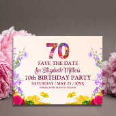Carte Postale Faire-part 70e anniversaire floral moderne 70 ans fête