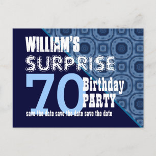Carte Postale Faire-part 70e anniversaire surprise Enregistrer la date Diag