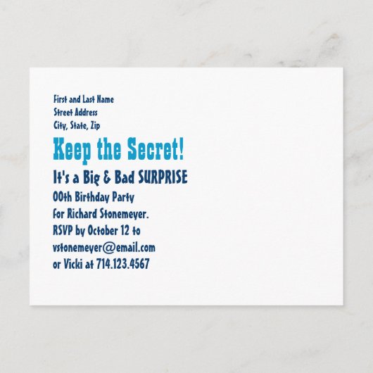 Carte Postale Faire-part 70e anniversaire surprise Enregistrer la date Diag (Dos)