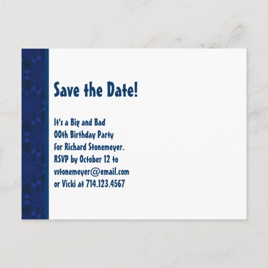 Carte Postale Faire-part 70e anniversaire surprise Enregistrer la date Moti (Dos)