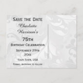 Carte Postale Faire-part 75e anniversaire Damask et Faux Bow Enregistrer la (Dos)