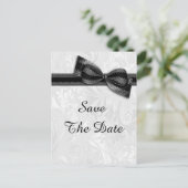 Carte Postale Faire-part 75e anniversaire Damask et Faux Bow Enregistrer la (Debout devant)