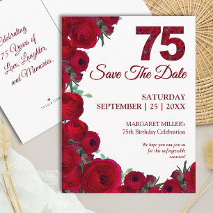 Carte Postale Faire-part 75e anniversaire Enregistrer la date Gras floral r