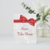 Carte Postale Faire-part 80e anniversaire Damask et Faux Bow Enregistrer la (Debout devant)