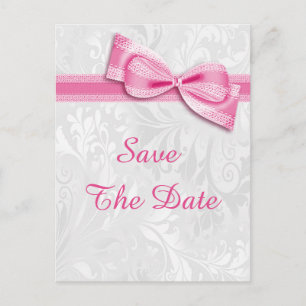 Carte Postale Faire-part 80e anniversaire Damask et Faux Bow Enregistrer la