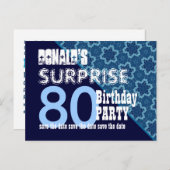 Carte Postale Faire-part 80e anniversaire surprise Enregistrer la date Diag (Devant / Derrière)