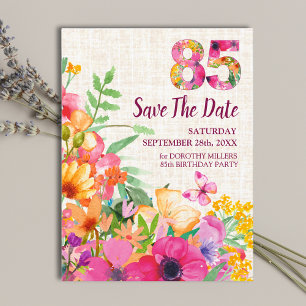 Carte Postale Faire-part 85 Ans Fleurs Floral Lin 85e Anniversaire