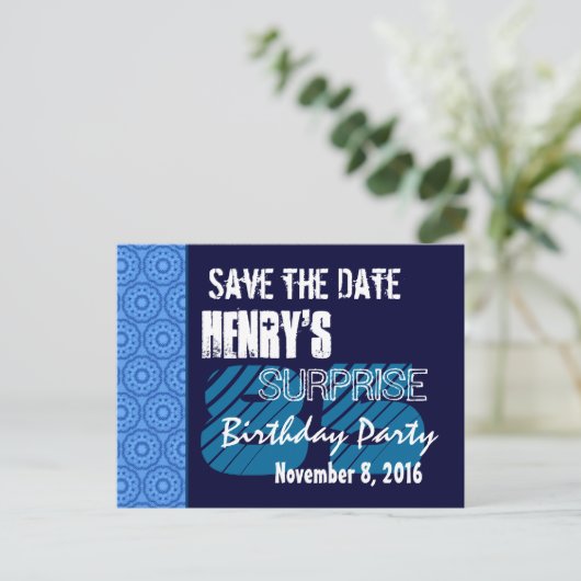 Carte Postale Faire-part 85e anniversaire surprise à sauver la date motif b (Debout devant)