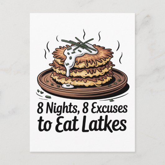 Carte Postale Faire-part 8 Latkes 8 Excuses pour manger Latkes Jewish Hanou (Devant)
