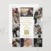 Carte Postale Faire-part 8 photos modernes collage code qr enregistrer la d (Devant / Derrière)