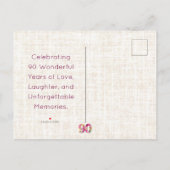 Carte Postale Faire-part 90 ans Fleurs Linge 90e anniversaire Merci (Dos)