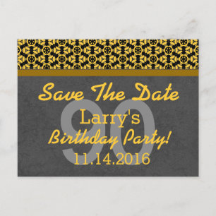 Carte Postale Faire-part 90e Enregistrer la date Dark Grey Gold 05F ÉTOILES